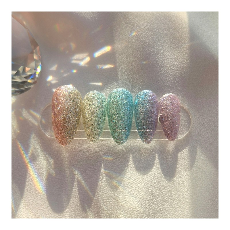  Reflective rainbow Handmade nail tip - Stiletto / 반사