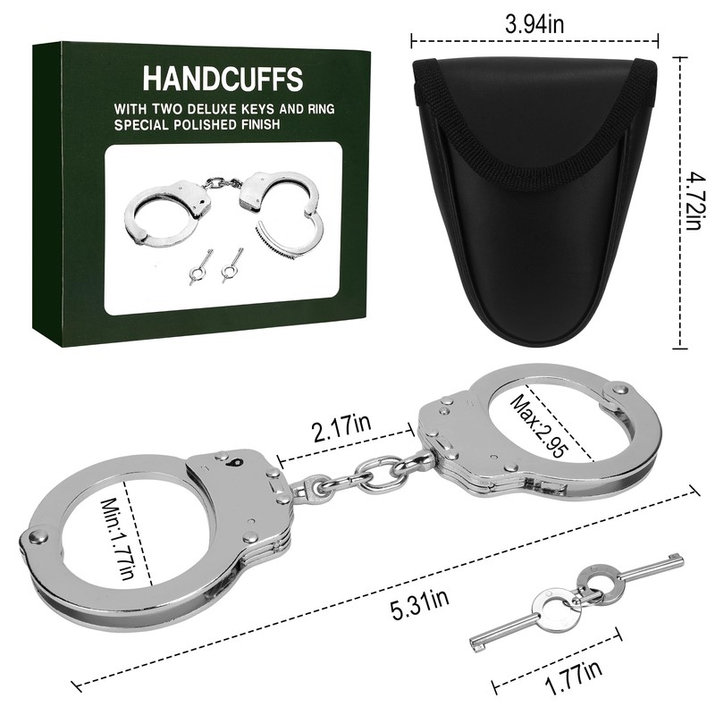 Yoghourds Double Lock Handcuffs, Adjustable Heavy Duty Steel Wrist Cuffs