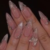 Hkanlre Almond Fake Nails Tips Full Cover False Medium Gradient