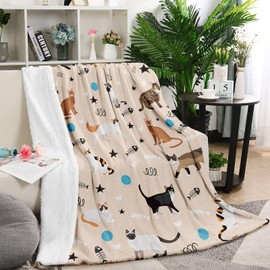 Cat Throw Blanket for Women Colorful Cat Print Flannel Fleece Blankets for Sofa Soft Blanket with Cats on Blanket Lightweight Fuzzy Blanket for Couch Bed Cat Lover Birthday Gifts, 130cm x 152cm