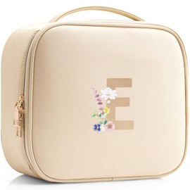 Vlando Monogrammed Gifts for Women, Initial Make up Organizer Bag,Bride Wedding Gifts Graduation Gifts Valentine's Day Gift(Letter E)