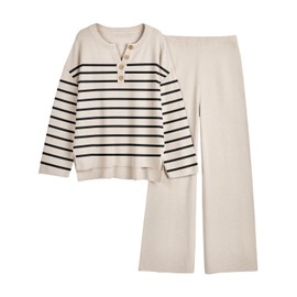 LILLUSORY Lounge Sets Womens Two 2 Piece Matching 2025 Fall Fashion Outfits Clothes Clothing Trendy Knit Sweater Loungewear Travel Sweatsuit Sweat Suit Sets