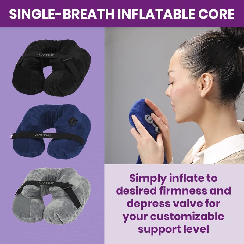Cabeau Air TNE Inflatable Travel Neck Pillow Lightweight Inflatable Core,