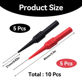 Pack of 10 Measuring Tips for Multimeter, Multimeter Test Probes with 4 mm Banana Socket, 0.7 mm Insulation Piercing Needle Removable, for Car Fault Diagnosis & Tension Skreistester (Red Black)