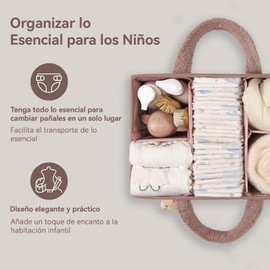 Organizador De Pañales Para Niños, Pañalero Para Niños, Cesta De Guardería Múltiples Bolsillos Y Compartimentos, Regalos Para Duchas Infantiles (Rosa)