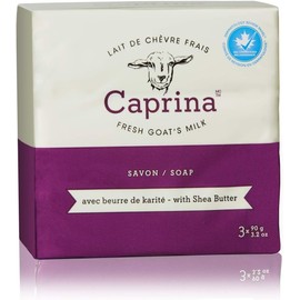Caprina Fresh Goat’s Milk Bar Soap,SHEA BUTTER (3-Pack), 3.2 oz (90 g) Each, Gentle Daily Cleanser, Softening & Biodegradable Formula, No Phosphates or Parabens