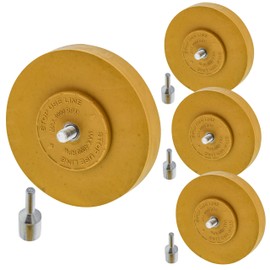 TCP Global Rubber Eraser Wheel with Drill Adapter - Pack of 4 - Adhesive Remover Tool, Removes Vinyl Decals, Pinstripes, Stripes, Stickers, Tape, Emblems, Graphics Removal Autos Cars Trucks RV's Signs