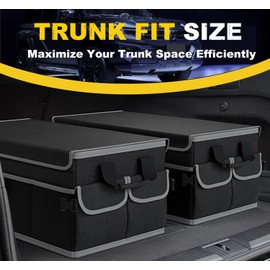 ZKSAD Car Trunk Organizers for Toyota Camry XSE/XLE/SE/LE/Hybrid 2025, Waterproof Durable Portable Boot Storage Box Folding Multi Compartment Cargo Tidy,2Pcs