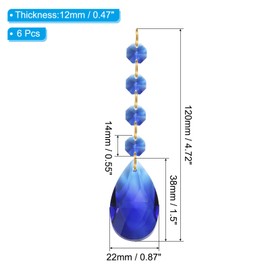 PATIKIL Teardrop Crystal Chandelier Pendants Beads, 6 Pack 120mm Length 38mm Chandelier Prisms Parts Ornaments Hanging Beads for DIY Arts Crafts Decoration, Dark Blue