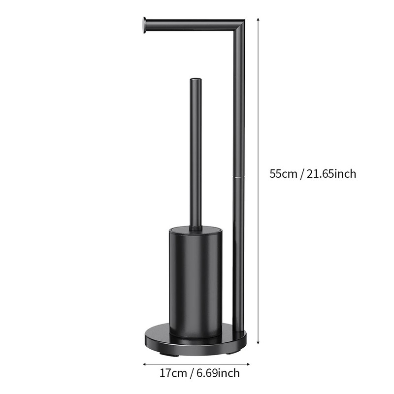 Freestanding Toilet Paper Holder with Toilet Brush and Holder, Metal
