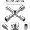 Shallho Pack of 2 4-way control cabinet keys, multifunctional wrench,