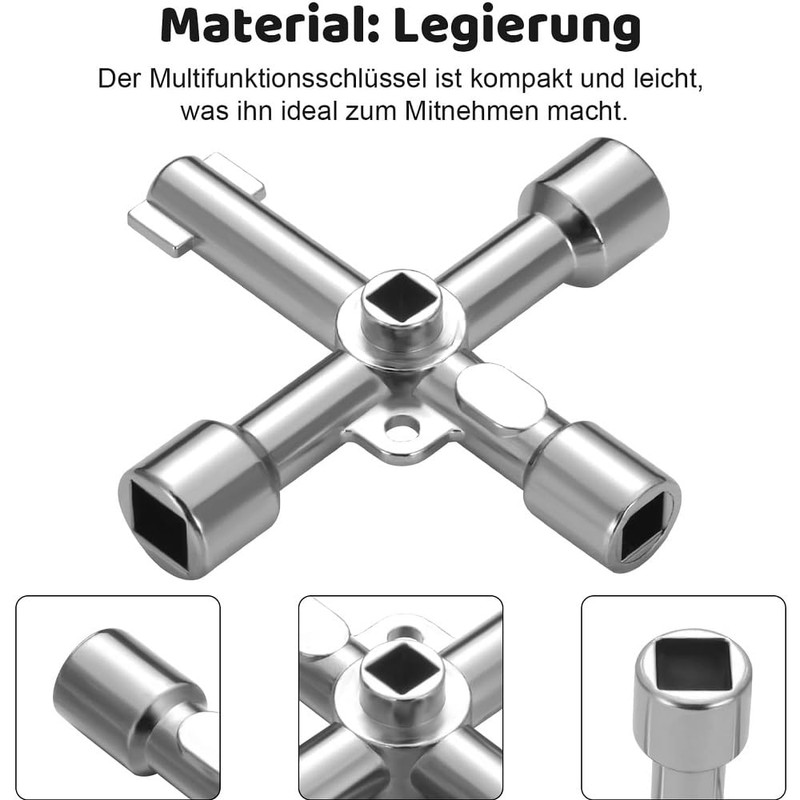 Shallho Pack of 2 4-way control cabinet keys, multifunctional wrench,