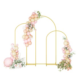 UDEAR Metal Arch Backdrop Stand Set of 3(7.2FT/6.6FT/6.0FT),Arch Kit for Weddings,Parties,Events,Climbing Plants,Baby Shower Photo Backdrops,Gold
