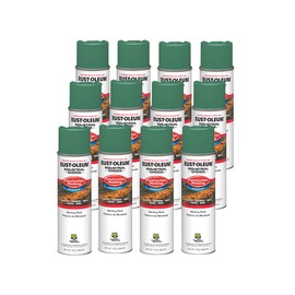 Rust-Oleum 314062-12PK Industrial Choice M1400 System Water-Based Construction Marking Paint, 17 oz, Safety Green, 12 Pack