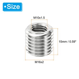 PATIKIL Thread Adapters Sleeve Reducing Nut, 10 Pcs M16x2 Male to M10x1.5 Female Repairing Insert Nut Screw Reducer Stainless Steel Fastener 15mm