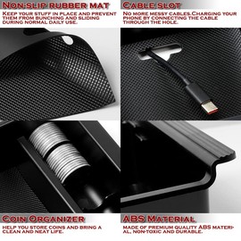 HYPERSPEED Black Finished ABS Wireless Charger Center Console Organizer Tray Armrest Cubby Drawer Storage Box W/USB Port, Fit for 2015 2016 2017 2018 2019 2020 Ford F-150, Car Interior Accessories