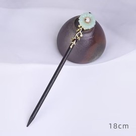 Chinese Hair Sticks Pearl Retro Wooden Hairpin Flower Hair Chopsticks Vintage Pins Headdress Classic Hair Fork for Long Hair Women (Green, One Size)