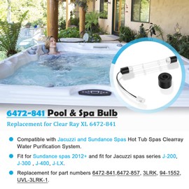 johntruck 2 Pack 6472-841 Pool & Spa Bulb Replacement for Clear Ray XL Hot Tub UV Bulb Light Compatible with Jacuzzi & Sundance Spas ClearRay Purification System for J-200, J-300, J-400, J-LX