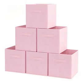 Set 6 Organizadores De Ropa Rosa Plegables Bolsas De Almacenamiento Para Armario Edredones Juguetes Niña Closet Decorativo Lindo Gran Capacidad Tela