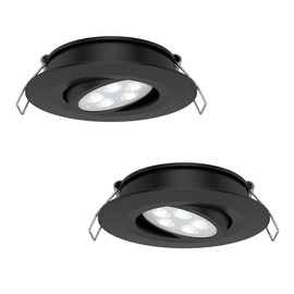 acegoo LED Recessed Spotlight, 12 V Spotlight, 2 W, 35° Beam Angle, 70° Swivelling Recessed Spotlight for Motorhome, Caravan, Camper, Van, Boat, Aluminium, 205 lm, 74 mm, Directional, Pack of 2 (Black