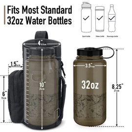 WYNEX Molle Water Bottle Holder, Tactical Water Bottle Transport Bag with Laser Cut Design Hydration Bag with Shoulder Strap Fits up to 32 oz, black