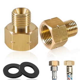 LPG Gas Adapter, Brass Gas Hob Fittings Reducer Gas Hose Connector Connectors 1/4 Inch Left Female Thread 3/8 Inch x AG 1/4 Inch Lks for Gas Cooker Stove Stove Pack of 2