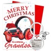 DPKOW Grandson Gamer Christmas Card Keyring Gifts, Funny Grandson Christmas