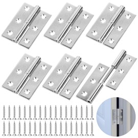 Lnrueg 6pcs Lift Off Hinges, 2.95''Stainless Steel Door Hinges Removable Slip Joint Flag Hinges Rust-Resistant Detachable Hinge with 36 Screws for Doors, Windows, Cabinets, Chicken Coops