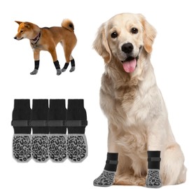 Voarge 4 Stück Hundesocken mit rutschfesten, Socken für Hunde Verstellbarer, Antirutschsocken Hund für den Innen- und Außenbereich, Spot, S