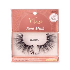 i•ENVY False Eyelashes Real Mink Lashes Dramatic Long Eyelashes (Gold Petal)
