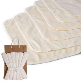 6-Pack Organic Bamboo Baby Wash Cloths - Ultra Soft Baby Face Washer, Newborn Bath Essential, Gentle Towel for Sensitive Skin - Super Absorbent Baby Washcloth for Everyday Use (White) - by Zoe Sage