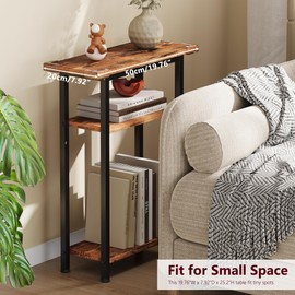 Heybly Narrow Side Table for Small Space, 25.2" Tall Nightstand HET005SR1