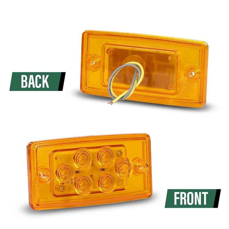 LQI 5pcs Rectangle Cab Light 6 LED Amber Top Roof