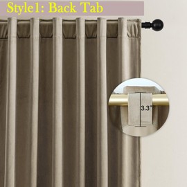 Timeper Taupe 96 incehs Extra Wide Velvet Curtains Super Soft Light Blocking Drapes Privacy Protect Energy Efficient for Study/Office/Bedroom, Rod Pocket & Back Tab, W62 x L96 inches, 2Pcs