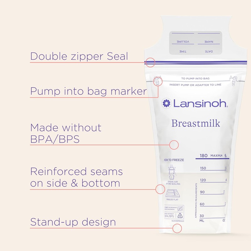 Lansinoh Breastmilk Storage Bags, 200 Count Value Pack, Easy to