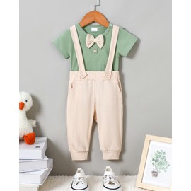 SANMIO Baby Boy Clothes 0-3 Months Cute Newborn Infant Baby Boy Summer Outfits Short Sleeve Romper and Pants 2Pcs Baptism Clothing Set