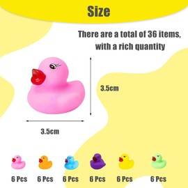 36 Pcs Mini Rubber Ducks, Rubber Ducks Multipack Yellow Orange Pink Blue Green Purple, Squeaking Floating Bath Toys for Kids, Great for Bath Time Party Toys