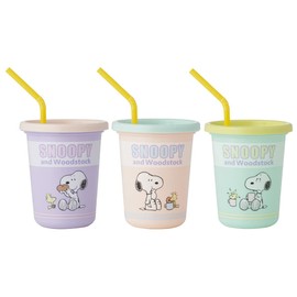 Skater SIH3ST-A Tumbler with Straw, 3 Pieces, 11.8 fl oz (320 ml), Snoopy Pop Color, Made in Japan
