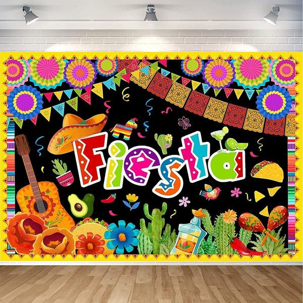 YQWIN Fiesta Backdrop Mexican Fiesta Party Decorations Fiesta Banner Mexican