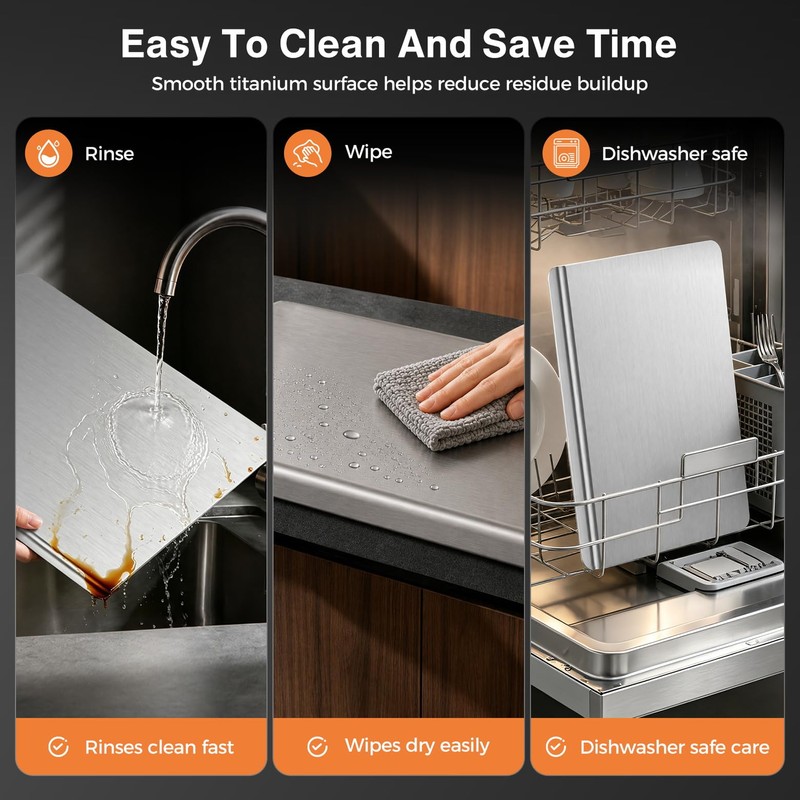 Titanium Cutting Boards for Kitchen, Double-sided non-toxic Pure Titanium Cutting