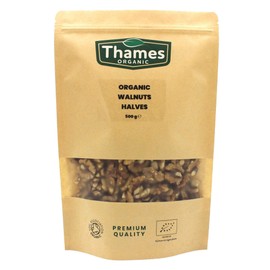 Organic Walnuts Halves 500g - High Fibre, High Protein, Raw, Vegan, GMO Free, Certified Organic, No Additives or Preservatives - Perfect for Snacking or Baking - Thames Organic