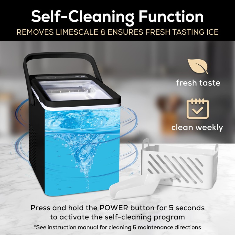 Igloo Premium Self-Cleaning Countertop Ice Maker Machine, Handled Portable Ice