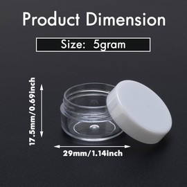 5 Gram Sample Containers with White Lids, 25 Count 5ML Sample Jars, Empty Cosmetic Containers with Lids, Small Makeup Travel Containers for Glitter, Lotion, Cream, Beads, with Labels, Mini Spatulas