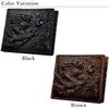 FashionBerry Men's Compact Wallet, Short Wallet, Genuine Leather, Embossed Dragon,