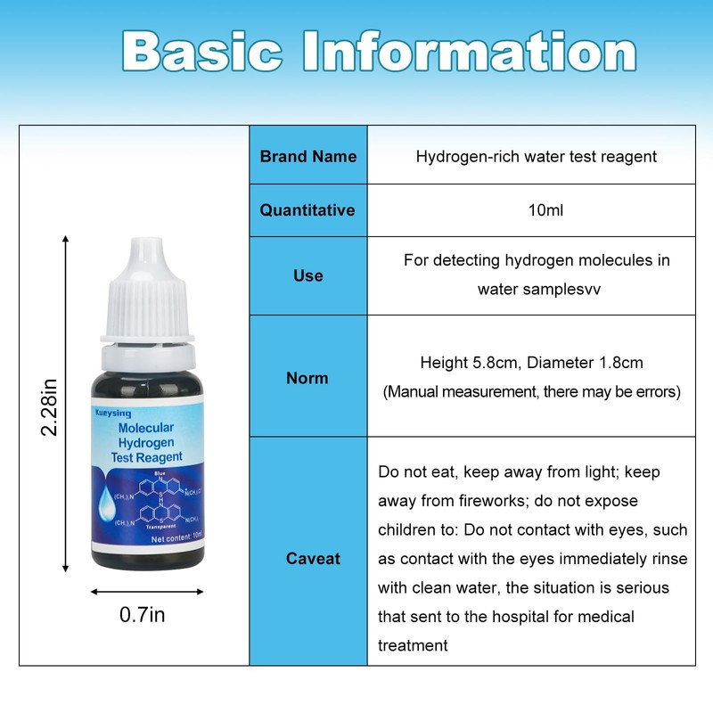 Kueysing Hydrogen Test Reagent，Dissolved Hydrogen Test Reagent ，H2Blue，Test The Concentration