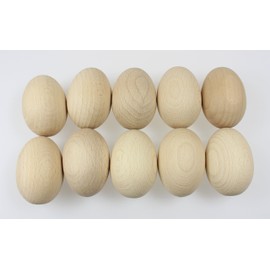 efo Wooden Eggs for Crafts and Easter Decorations - Great for Easter Basket or Home Decor - Unpainted Wooden Eggs Set Perfect for Easter Egg Hunt, Arts and Crafts - Easter Gifts Idea - Pack of 10