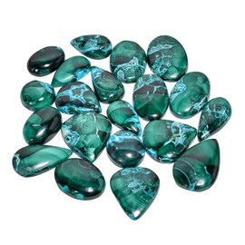 GEMKORA 100 carats Natural Malachite Chrysocolla Gemstones Wholesale Cabochons Lot, Jewelry Making Loose Gemstone, Polished Gems, DIY, Wire Wrapping, Healing Crystals, Bulk Gemstone Deal, 4 to 6pcs