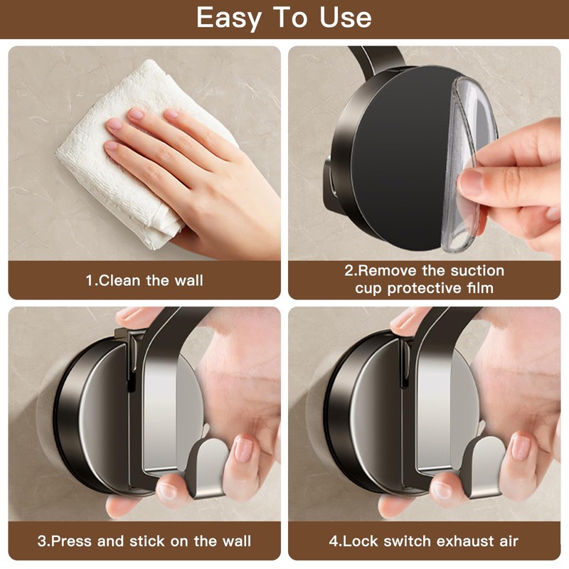 anyuan boy Pack of 4 Suction Cup Hooks, Suction Cup