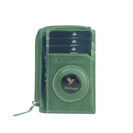 OTOKRAFT Slim Minimalist Wallet, RFID Blocking Credit Card Holder Leather Wallet with Zipper Pocket for Men Women | Pop-up Card Holder | Premium Full Grain Leather | Holds Up to 6 Cards