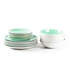 HomeVss, Stoneware Coupe Shape 18pc Dinnerware Set, Outside White +
